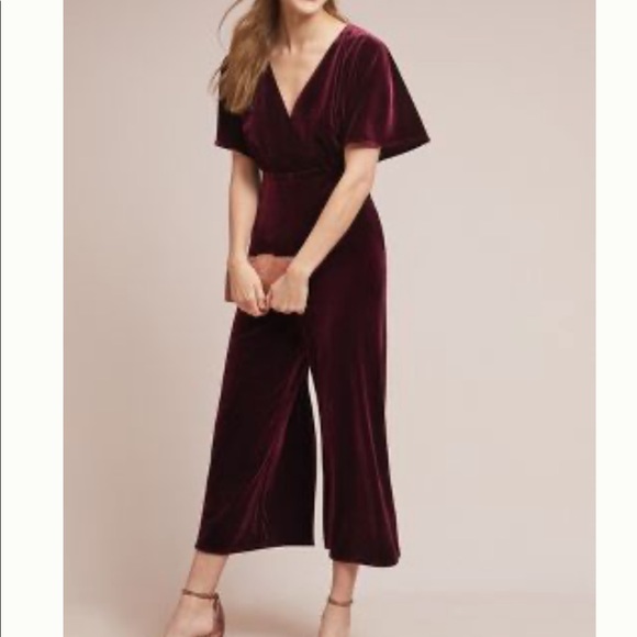anthropologie velvet jumpsuit
